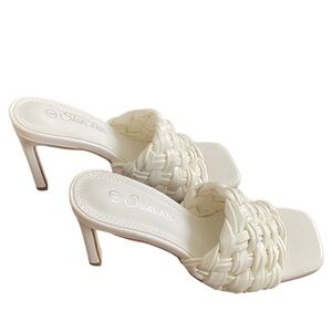 SHOELAND White High heel Mule